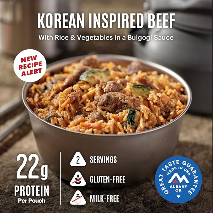 Mountain House GlutenFree Korean Inspired Beef FreezeDried Food for Camping, 12 Servings, 30Year