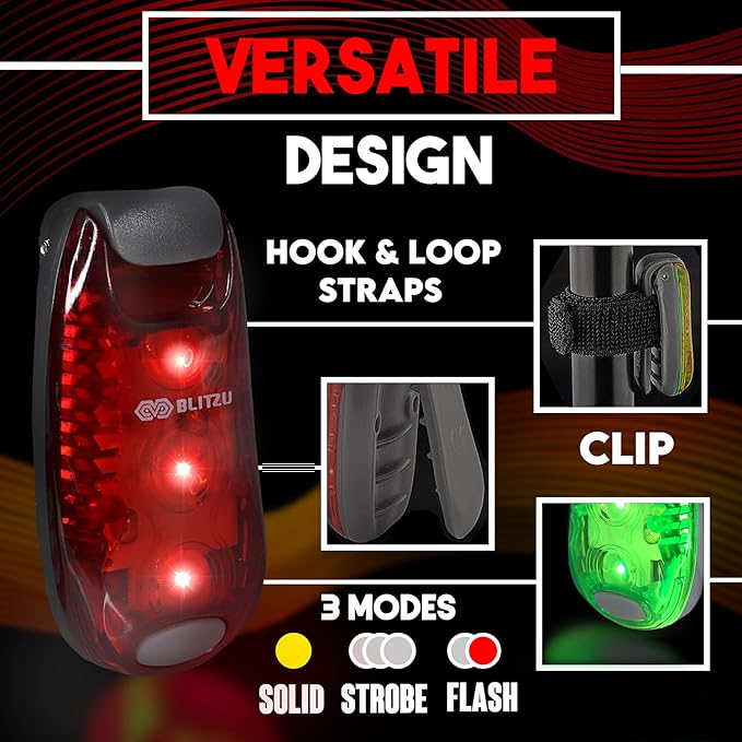 4 Pack LED Safety Light, Clip on Reflective Gear Lights for Walking at Night, Running, Jogging