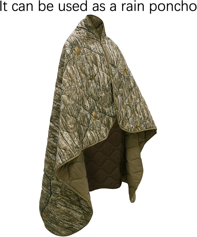 Poncho Liner Military Blanket Outdoor Camping Blankets for Travel, Beach, Grass, Picnic, Car
