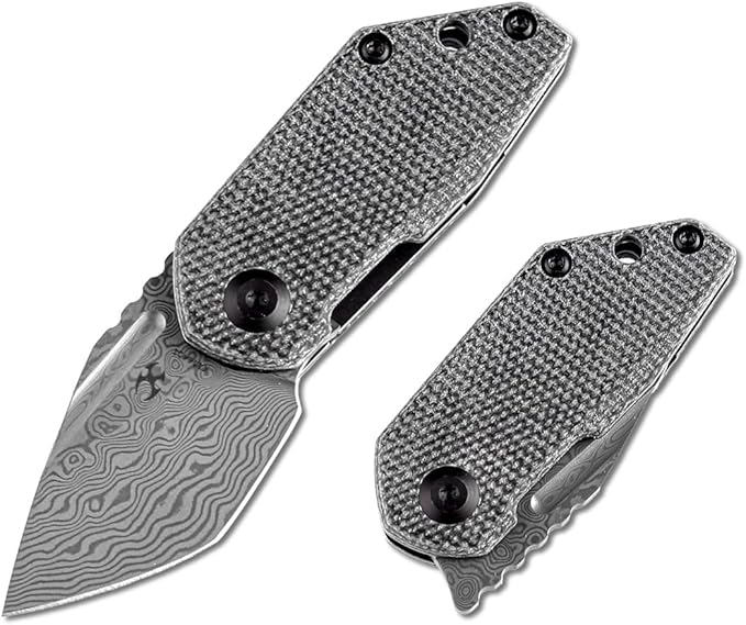 KANSEPT RIO Mini Pocket Folding Knives EDC Camping Folding Knife 1.56'' Damascus Blade Pocket EDC