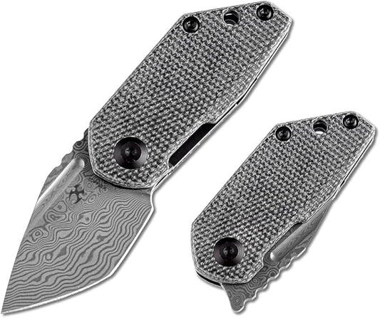 KANSEPT RIO Mini Pocket Folding Knives EDC Camping Folding Knife 1.56'' Damascus Blade Pocket EDC