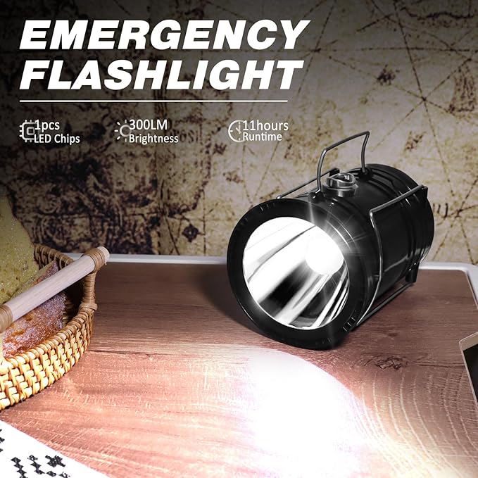DIBMS 4-Pack Solar Camping Lantern, Collapsible LED Solar USB Rechargeable Lantern Flashlight