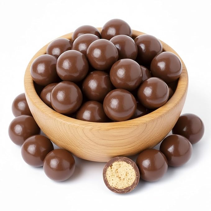 NY Spice Shop Belgian Dark Chocolate Malt Balls Party Decorations - 1 Pound Malted Milk Balls Candy
