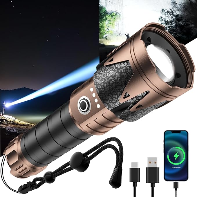 SKYFIRE LED Flashlights High Lumens,3000lm Super Bright Tactical Flashlights, Zoomable,Five