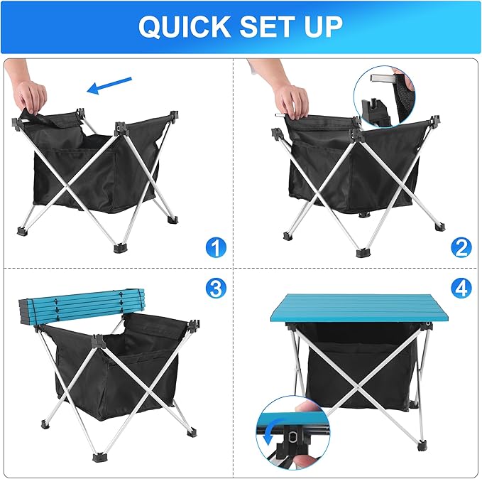 Grope Portable Camping Table Ultralight Aluminum Camp Table with Storage Bag,Beach Table for Sand