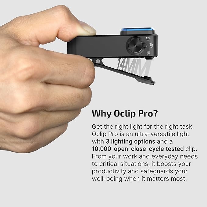 OLIGHT Oclip Pro EDC Flashlight Clip-on Light, Rechargeable 500 Lumens with Three Lighting