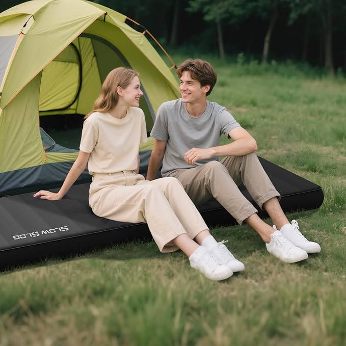 Self-Inflating Sleeping Pad with Portable Electric Air Pump, 4in Thick Memory Foam Camping Mattress
