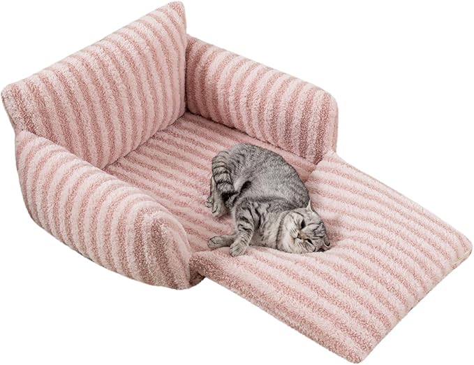 Hollypet Cat Bed Fluffy Plush Mutifuctional Double-Layer Soft Pet Couch Orthopedic Sofa Nest Beds