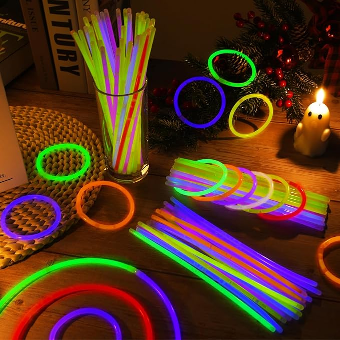 60 Pack 8??White Glow Sticks Bulk Bright Glow Sticks with 60 Connectors 20 Heart Glasses Glow In
