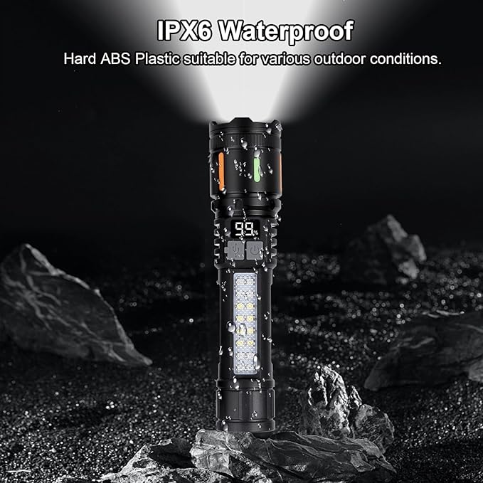 Flashlights High Lumens Rechargeable 3 Packs, 900,000L Led Flashlight Battery Powered with 5 Light