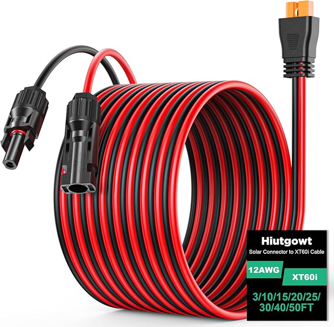 Oududianzi 12AWG XT60i Solar Cable 30FT, Solar to XT60i Cable 3 10 15 20 25 40 50FT, Solar Panel