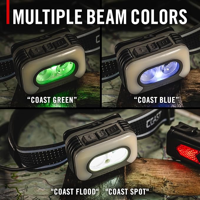 Coast RL35R Voice-Controlled 1100 Lumen Rechargeable LED Headlamp with ARC280??Lighting, 4 Color