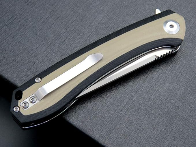 Eafengrow EF947 EDC D2 Folding Knife, G10 Handle Ball Bearing Folder with Locking Liner EDC Flipper