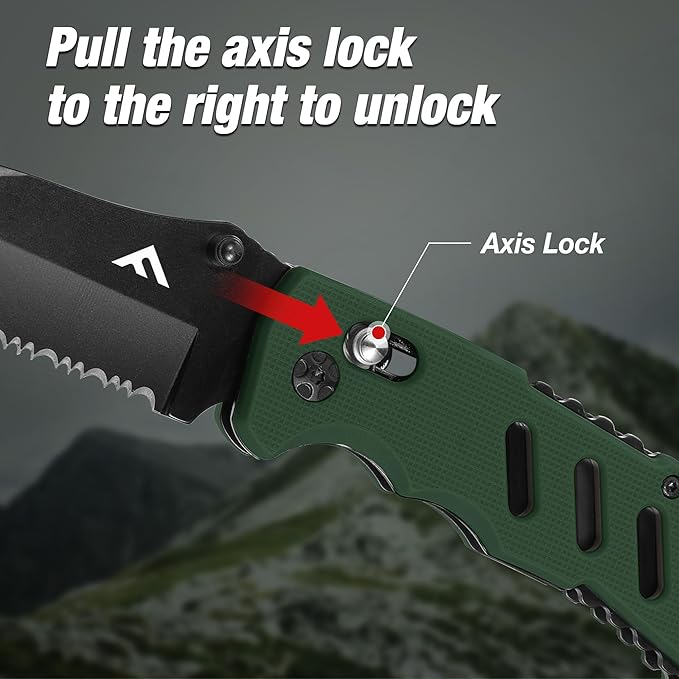 FLISSA Folding Pocket Knife with Clip, Glass Breaker and Seatbelt Cutter, Survival Knife for