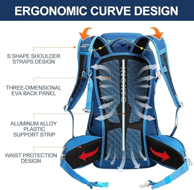 INOXTO 35L Hiking Backpack with 3Lwater bladder, Camping Backpack with Waterproof Rain Cover for