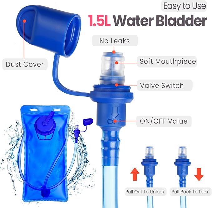 2 Pcs Kids Hydration Backpack with 1.5l Water Bladder Lightweight Kids Hiking Backpack Water