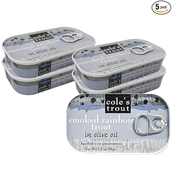 COLE?™S - Smoked Trout Fillet with Extra Virgin Olive Oil | 3.2oz Hand-Packed Canned Fish | High in