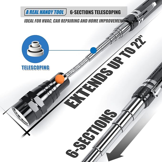 VIBELITE Extendable Magnetic with Telescoping Magnet Pickup Tool-Cool Gadget Gifts for Him