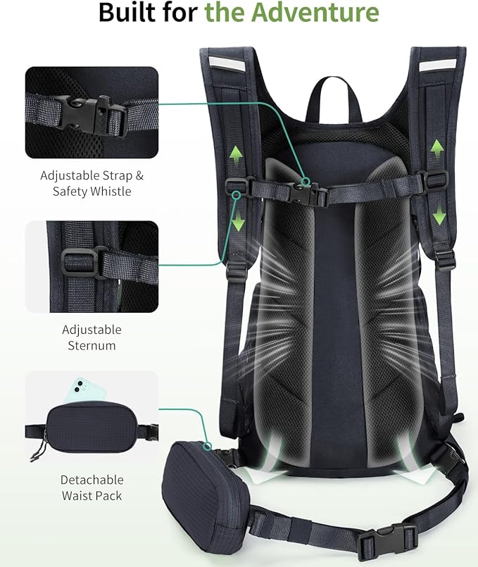 ECOHUB Hydration Backpack for Men Women, 20L Lightweight Hiking Daypack Cycling Backpack with 2L