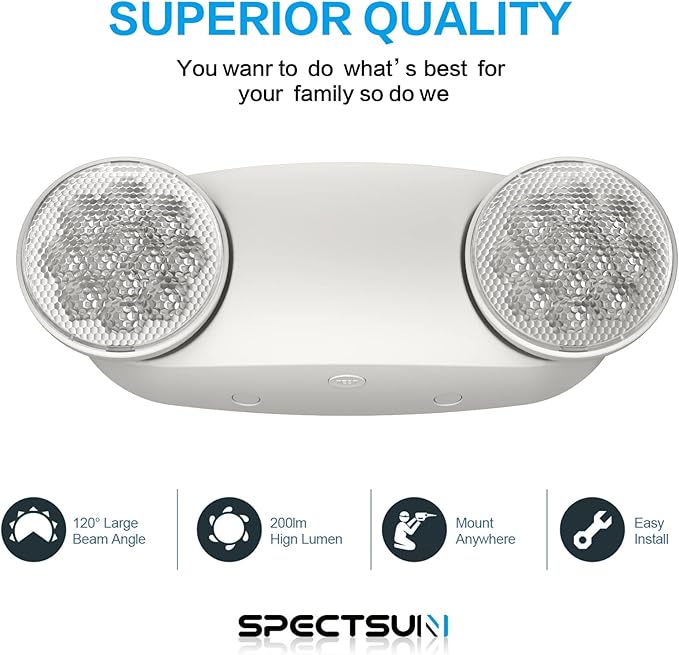 SPECTSUN 8 Pack LED Exit Emergency Light Combo with Battery Backup-US Standard Commercial Corded