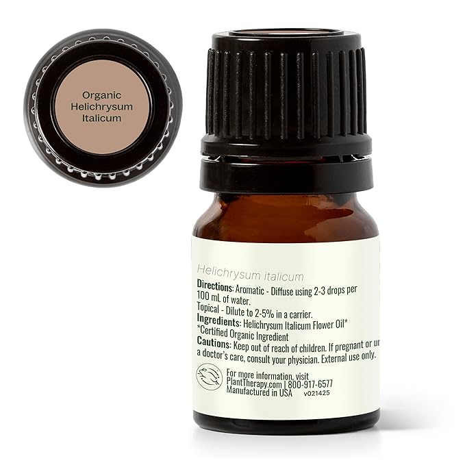 Plant Therapy Organic Helichrysum Italicum Essential Oil for Skin 100% Pure, USDA Certified