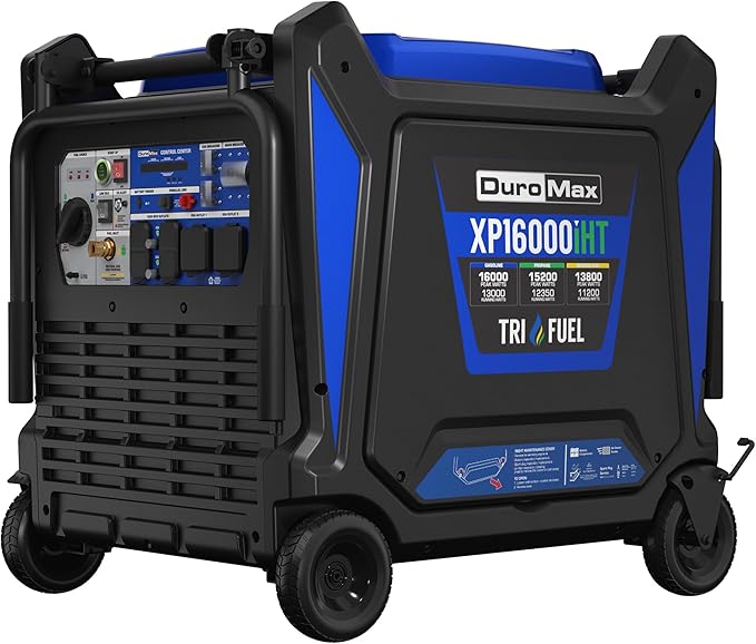 DuroMax XP16000iHT 16,000-Watt Tri Fuel Portable Digital Inverter Generator - Gas, Propane &