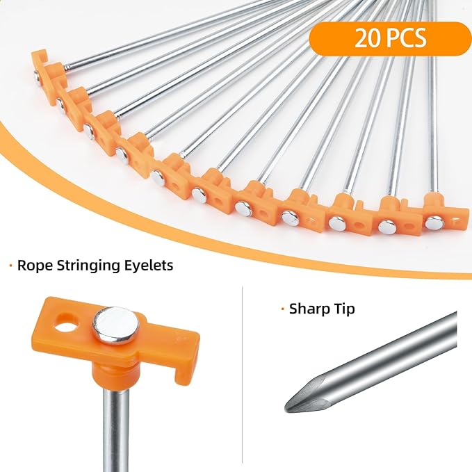20 Pcs Tent Stakes with Camping Hammers,Avoforest 7.1 Inch Non-Rust Metal Tent Pegs + Portable Tent