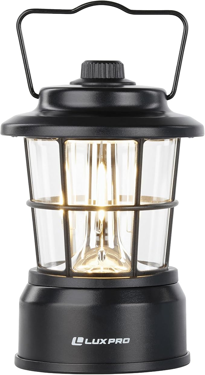 LUXPRO Retro LED Lantern - Battery-Powered Emergency Lantern - Water Resistant - Bright LED Lamp
