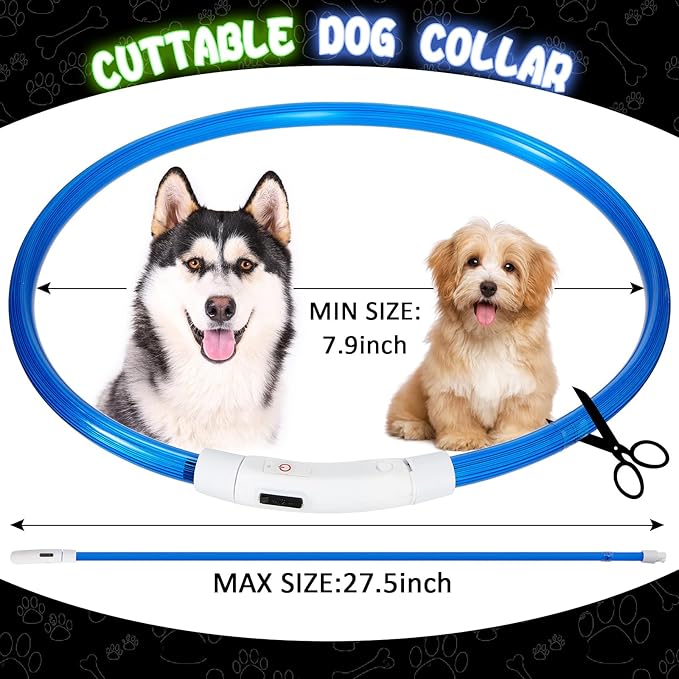 Frienda 4 Pcs Dog Collar LED USB Rechargeable Lights Dog Necklace Collars Doggy Lights for Night