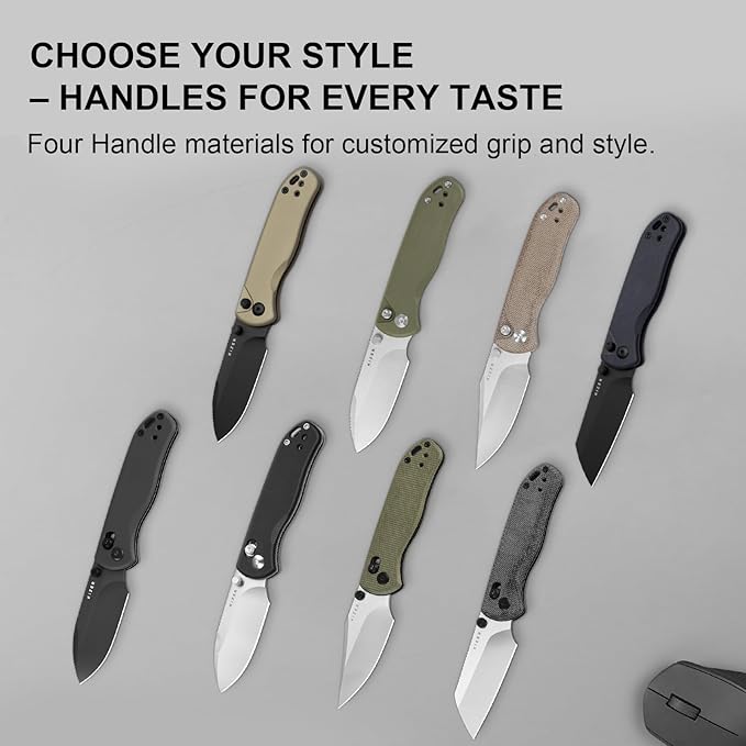 Kizer Drop Bear 2 Pocket Knife, 2.92" Nitro-V Drop Point Blade Folding Knife with Tan Aluminum