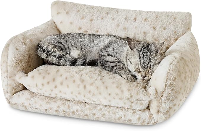 Hollypet Cat Bed Fluffy Plush Mutifuctional Double-Layer Soft Pet Couch Orthopedic Sofa Nest Beds