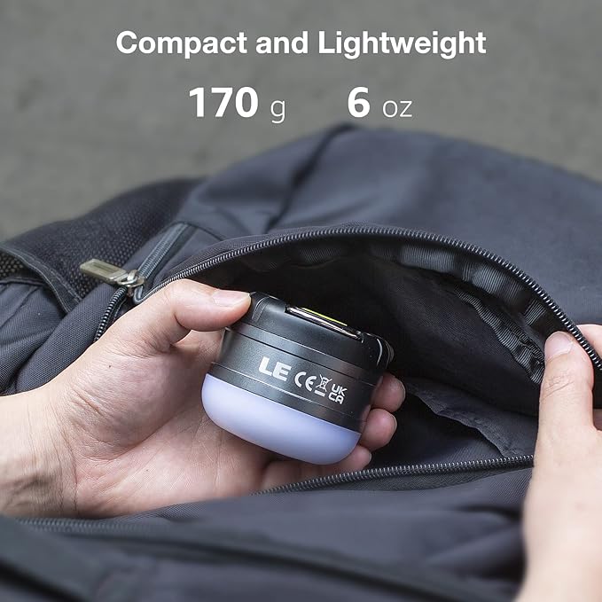 LE LED Camping Lantern Rechargeable, 310LM, 5 Light Modes, Power Bank, Waterproof, Mini Flashlight