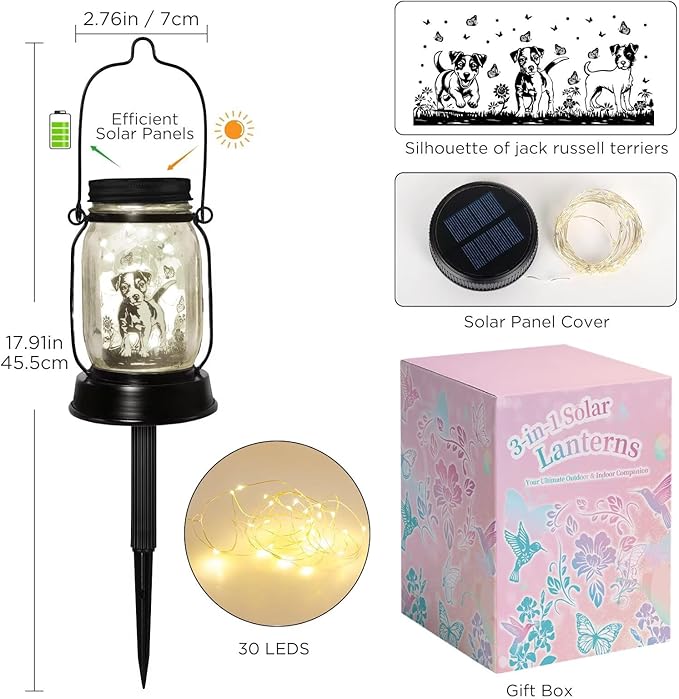 Jack Russell Terrier Gifts for Women/Men Jack Russell Terrier Solar Lanterns Mom Birthday Dog