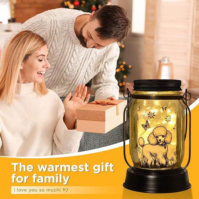 Poodle Gifts for Women/Men, Poodle Solar Lanterns Dog Mom Birthday, Dog Lovers Lantern, Pet Loss
