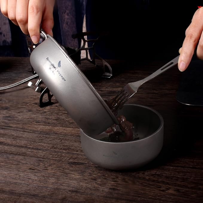 Boundless Voyage Titanium Frying Pan with Folding Handle Ultra-light for Camping Picnic Skillet