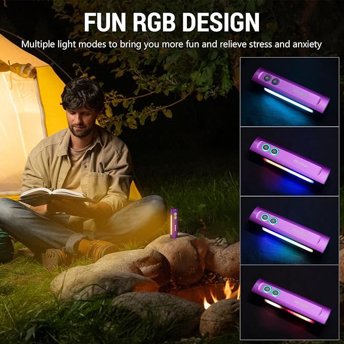 Wurkkos HD01 UV Flashlight, Rechargeable EDC Flashlight, Led Flashlight with 365nm UV Light, 1200