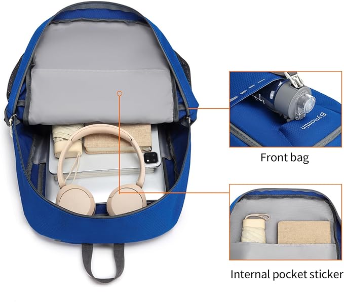 35L Lightweight Packable Backpack – Durable Foldable Daypack for Travel, Hiking, and Gym (Blue)