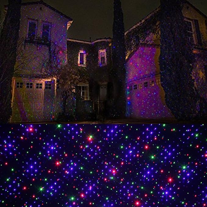 LEDMall Christmas Laser Projector Lights Outdoor, Motion Firefly Red, Green and Blue with Remote