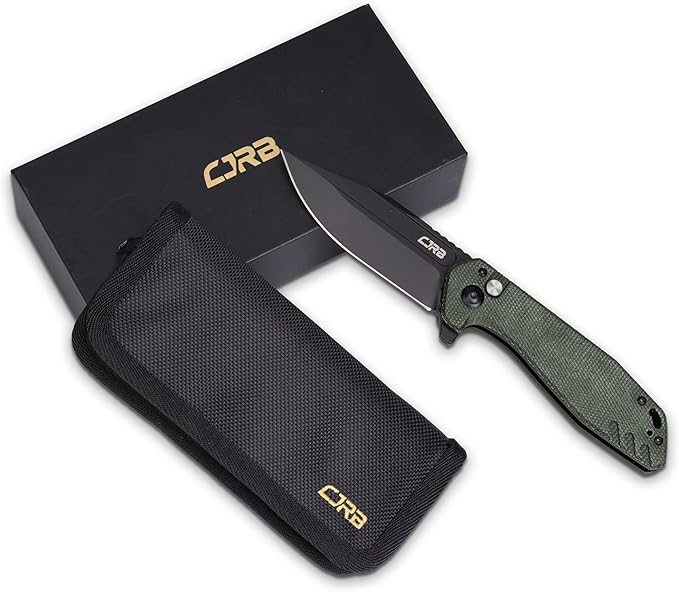 CJRB CUTLERY Folding Knife Riff (J1928) Button Lock Pocket Knife for Men Black PVD AR-RPM9 Steel