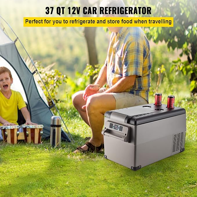 VEVOR CF35 Portable 37 Quart(35 Liter) 12 Volt App Control(-4℉~68℉), Car Refrigerator Dual Zone