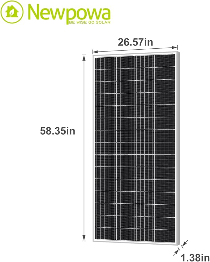 Newpowa 180W(Watt) 9BB Solar Panel 12V Monocrystalline High Efficiency PV Module Off Grid for RV