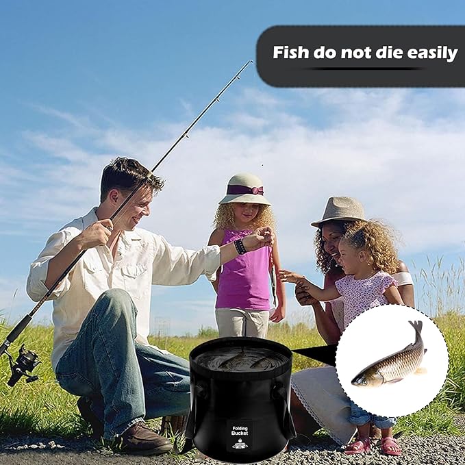 Collapsible Bucket with Handle, Lightweight Folding Water Container, Portable Collapsible Bucket