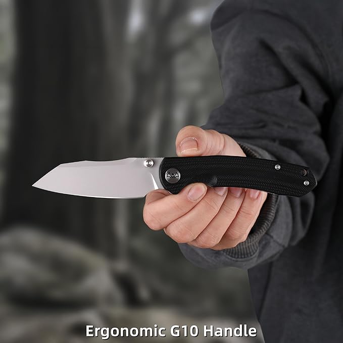 Folding Pocket Knife, 3.35" 14C28N Blade G10 Handle EDC Knife with Liner Lock, Small Pocket Knife