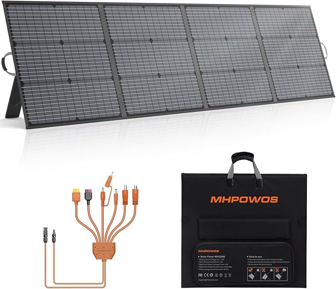 Portable Solar Panel 220W 40V Monocrystalline Foldable Solar Panels Charger Power Backup, IP67