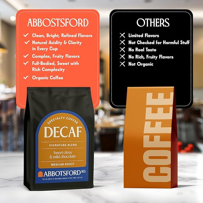 Decaf Whole Bean Coffee, Sweet Citrus & Mild Chocolate Swiss Water Decaf Coffee Beans, Signature