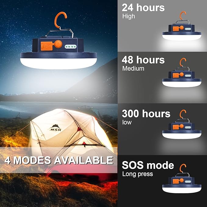 7800mAh 3000LM Flashlight Portable LED Camping Lantern Rechargeable Light 30W with Magnet , IPX5