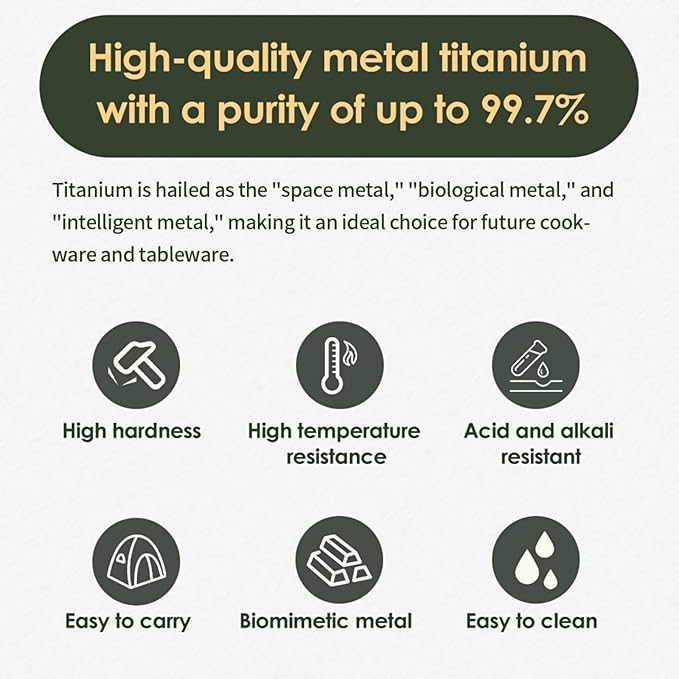 BY-J Titanium Camping Cookware Set – 750mL & 420mL Titanium Pot with Lid and Foldable Handle