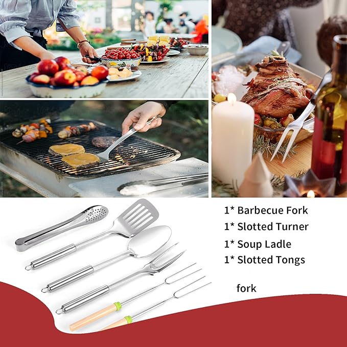 Portable Camping Kitchen Utensil Set-27 Piece Cookware Kit, Stainless Steel Outdoor Cooking and