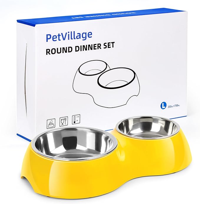 Elevated Dog Bowls Set - Non-Slip Raised Pet Feeder with Medium (2 Cups) & Large (4 Cups) Stainless