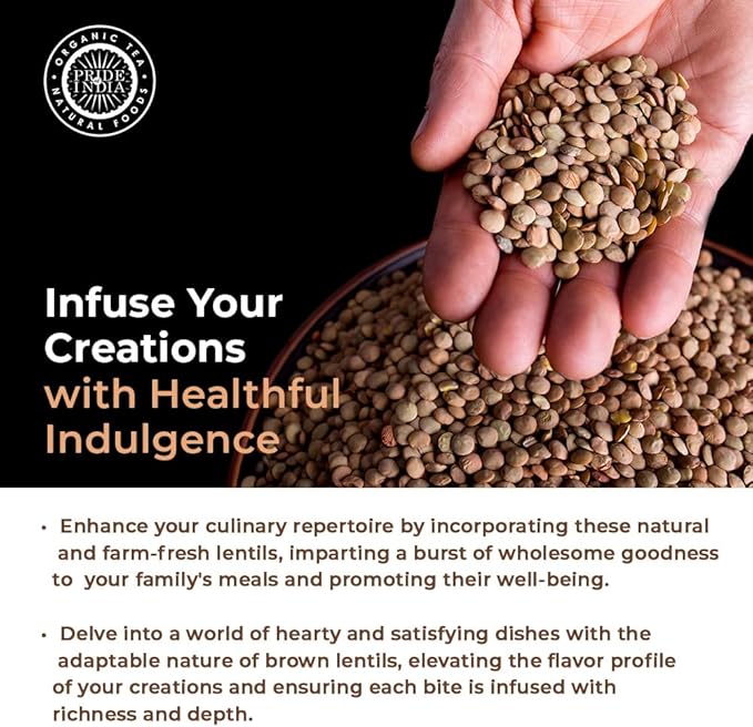 Pride Of India - Indian Whole Brown Crimson Masur Lentils - Protein & Fiber Rich Masoor Whole, 1.5